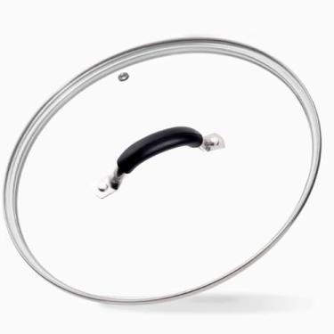 Imagem de Tampa de vidro temperado de 20 polegadas para frigideiras de ferro fundido Lodge de 20 cm e fornos holandeses de 2 litros - alça e aro de aço inoxidável (tampa de 20 polegadas)