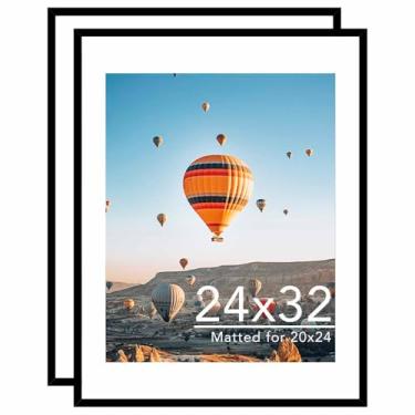 Imagem de JCJMY Porta-retrato de 61 x 81 cm com 2 tapetes de 50 x 61 cm, tela de 50 x 61 cm com tapete ou 61 cm x 81 cm sem tapete, moldura grande para pôster de 61 x 81 cm com acrílico, pacote com 2, preto