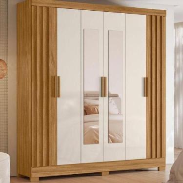 Imagem de Guarda Roupa Casal Ambiente Valença 6 Portas Freijó Off White Com Espe
