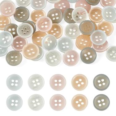 Imagem de 50 peças de botões de resina redondos planos 11,5 mm botões de costura para camisa, roupas, casacos, casacos, jaqueta, jeans, saias, costura, artesanato, decoração DIY