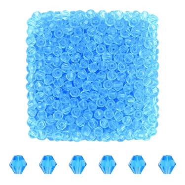 Imagem de Mandala Crafts Contas de cristal bicone azul claro de 4 mm – 1500 contas de vidro facetadas para fabricação de joias, suprimentos de contas, artesanato DIY, pulseiras, colares, brincos e contas