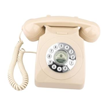 Imagem de Livro de visitas de áudio Telefone de mesa para casamento Modelo de telefone clássico Gravador de mensagens de voz Telefone para aniversários Ocasiões, Bege