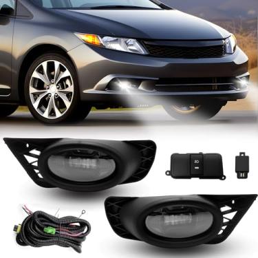 Imagem de Conjunto de faróis de neblina de LED compatível com Honda Civic 4DR 2009-2011 Kits de farol de neblina de direção e lado do passageiro