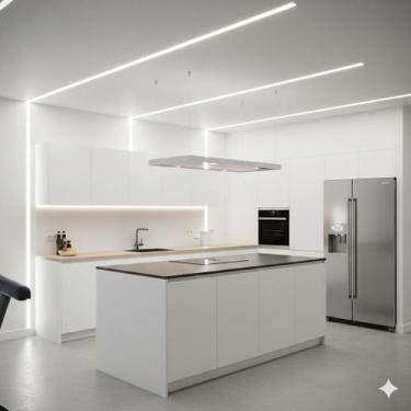 Imagem de Perfil Embutir Em L 3 Metros Corte 45 Completo Fita/ Fonte Luminária M