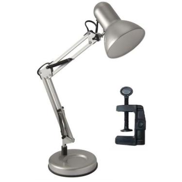 Imagem de Luminária Mesa 2x1 Metal Abajur Lâmpada Articulável Base Garra Flex MT