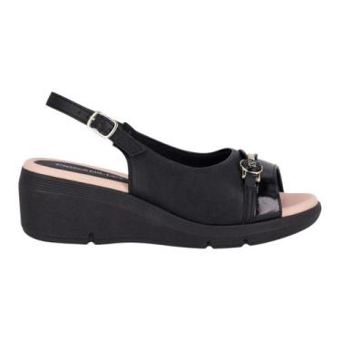 Imagem de Sandália Piccadilly Slingback Anabela 540409 - Feminino, Preto, 38