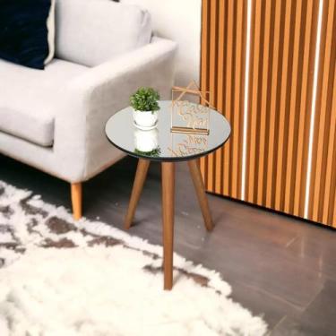 Imagem de Mesa Lateral Tampo Espelhado 50x40cm Pés Palito Preto - Casa Uai