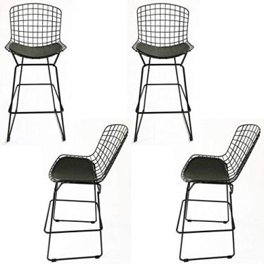 Imagem de Kit 4 Banquetas BERTOIA preta - Poltronas do Sul
