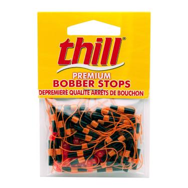 Imagem de Thill Bobber Stops premium para boias de pesca, laranja fluorescente, pacote com 40
