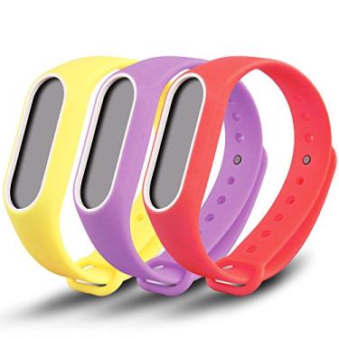 Imagem de Kit 3 Pulseiras extras para MI Band 2 (Amarela/Roxa/Vermelha)