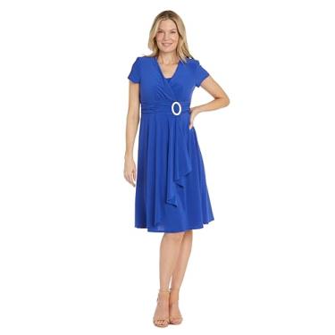 Imagem de R&M Richards Vestido feminino com enfeite de strass, Azul royal, 42