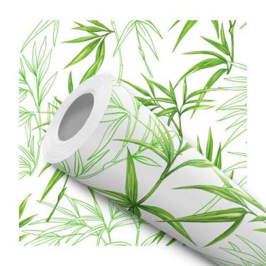 Imagem de Papel De Parede Vinílico Folha de Bambu Verde Sala 5m - Signmaq, 5 Met