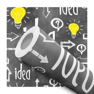 Imagem de Papel de Parede Adesivo Ideia Cinza Amarelo Lâmpada Invenção Escritóri