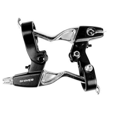 Imagem de Par Manete De Freio Alavanca V-Brake Aluminio Preto E Cromado Shiver