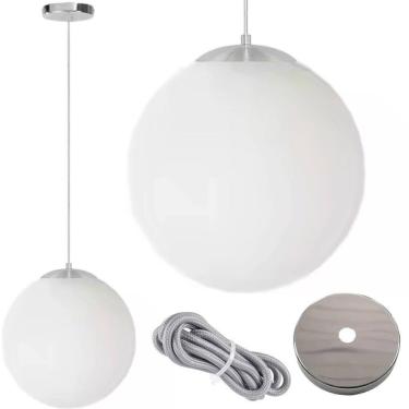 Imagem de Luminária Lustre Pendente 215Cm Jabuticaba Globo Vidro 15Cm