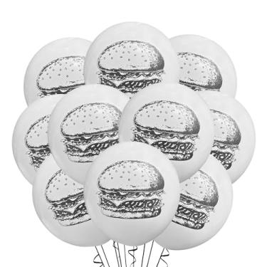 Imagem de Malayan Products Burger Balloons 12 Count Latex, Cookout Birthday Decorations, Food Theme, Restaurant Event Party Dining, Hamburger, 12Inch Standard Size
