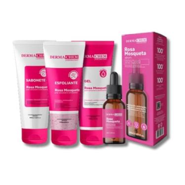 Imagem de Kit Skincare Rosa Mosqueta - Sabonete + Esfoliante+Gel Hidratante Facial 3 em 1 + Sérum anti manchas