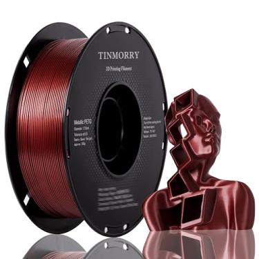 Imagem de TINMORRY Filamento PETG metálico de 1,75 mm, filamento de impressora 3D PETG rápido, compatível com impressora 3D Bambu FDM, carretel de 1 kg, vermelho escuro metálico
