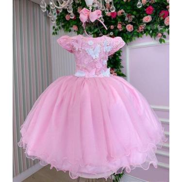 Imagem de Vestido Jardim Encantado Rosa Bebe Borboleta Branca - no-brand, 1, Ros
