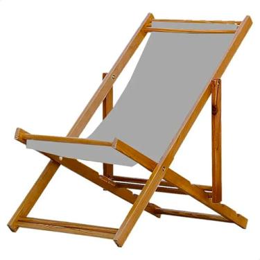 Imagem de Espreguiçadeira Portátil de Madeira Maciça – Para Piscina, Sem Braço, Envernizada (Cinza)