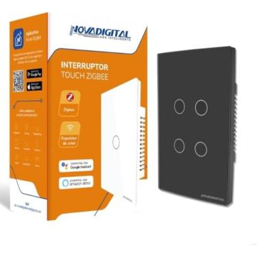 Imagem de Interruptor Inteligente ZigBee 1, 2, 3 ou 4 Botões Touch Compatível Tuya Smart Life Alexa e Google Assistent - Novadigital (4 Botões, Preto)