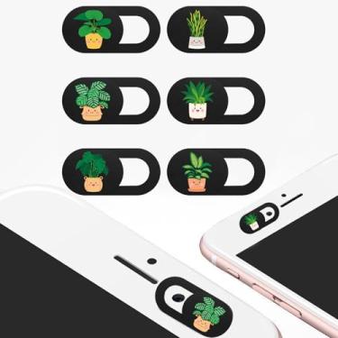 Imagem de 6 peças de capa de webcam ultrafina para celular, bloqueador de câmera, ótimo para privacidade (preto)