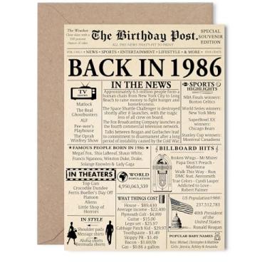 Imagem de Stuff4 Cartão de aniversário de 39 anos para homens e mulheres - Jornal de volta em 1986 - Cartões de feliz aniversário de 39 anos para sobrinha, esposa, filha, amigo, irmão, colega de trabalho