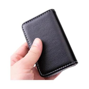 Imagem de Carteira De Couro PU Com Fecho Magnético Para Cartões De Crédito Para 