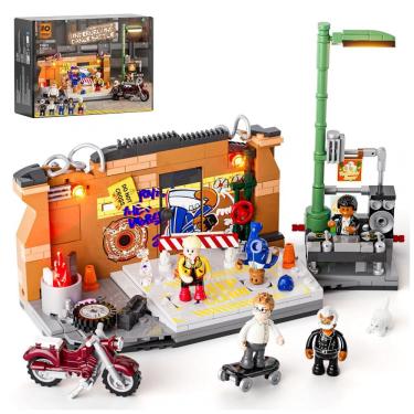 Imagem de FUNWHOLE Kit de Blocos de Montar Batalha de Dança Underground com LED, 429 Peças - Ilumine Sua Cultura Street