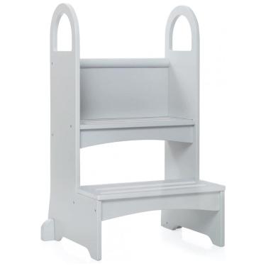 Imagem de Banqueta Dois Degraus Guidecraft High-Rise Step-Up Cinza Madeira Bétula com Pegadores e Degraus Antiderrapantes