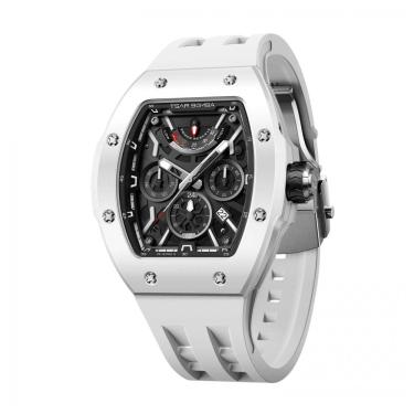 Imagem de TSAR BOMBA Relógio Automático Masculino Luxuoso Tonneau Mecânico Edição Cerâmica Completa 8222 22C Branco