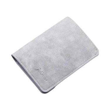 Imagem de Carteira Masculina Mini Fina Vertical De Couro PU, Porta-Cartões E Por