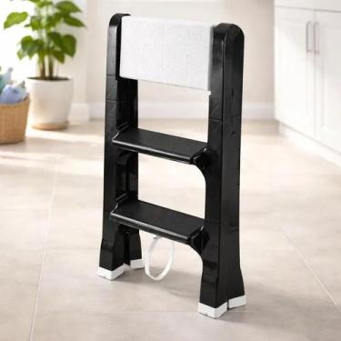 Imagem de Escada Banqueta Agraplast 3 Degraus Plástico Dobrável, Preta com 1 deg