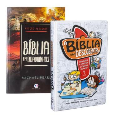 Imagem de KIT BÍBLIA DAS DESCOBERTA PARA MENINOS AZUL VERSÃO NTLH e BÍBLIA EM QU