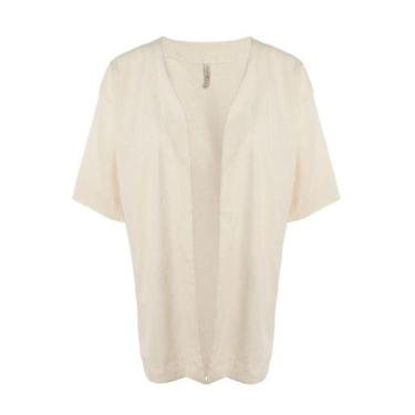 Imagem de Kimono Linho Manga Curta Feminino NATURAL - Bright girls, G, Natural