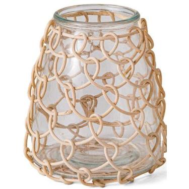 Imagem de VASO DECORATIVO EM VIDRO COM FIBRA NATURAL MART 16cm
