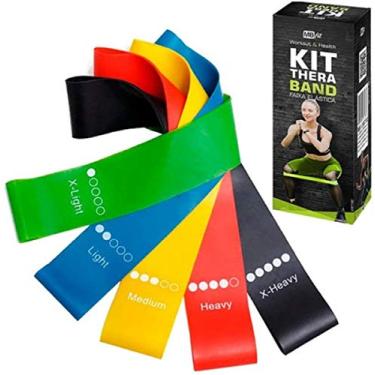 Imagem de 5 Mini Band Faixas Elásticas Thera Pilates Yoga Fisioterapia