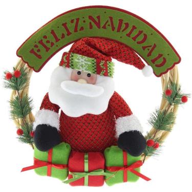 Imagem de Guirlanda Natalina Feliz Natal Em Madeira Papai Noel