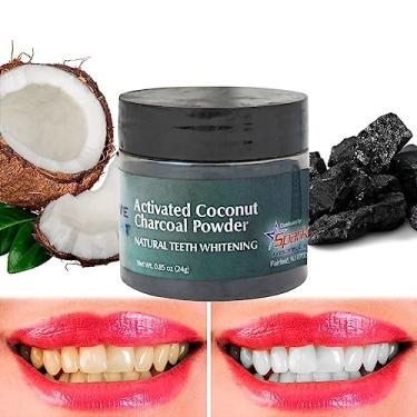 Imagem de Carvão Em Pó Branqueador De Dentes Ativado e Coco 100% Natural Clareia os Dentes, Fortalece o Esmalte e Desintoxica a Boca sem Nenhum Produto Químico, Boa saúde Bucal