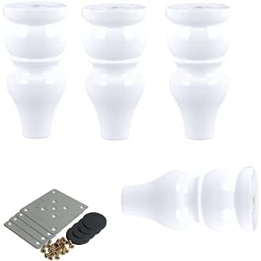 Imagem de Conjunto De 4 Pernas De Móveis De Pão De Madeira, Pés De Eucalipto Tipo Cabaça Para Móveis, Pernas De Substituição De Madeira Acabada Para Sofá, Cadeira, Pufe, Banco -,Branco,12 Cm 4,7 Polegadas,C