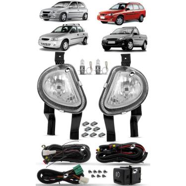 Imagem de Kit Farol de Milha Neblina Corsa Hatch Wagon Sedan Classic Pick-up Corsa 2000 à 2010 Botão Painel