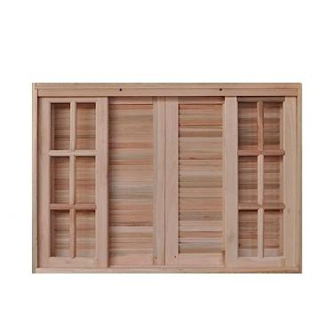Imagem de Janela de Madeira Veneziana 100x140cm 6 Folhas Rodam Natural