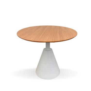 Imagem de Mesa De Jantar Cone Redonda Velt 80 Cm Tampo Freijó Base Branca Cor Marrom