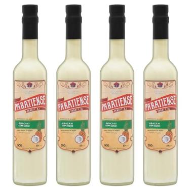 Imagem de Kit 4 Licores de Abacaxi com Coco Paratiense 500 ml Creme Fino Nacional Tradicional Coquetéis Exóticos Sobremesas Lembrancinha Presente Natal