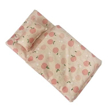 Imagem de predolo Conjunto de cama de boneca, presentes de dia dos namorados, dramatização impressa, inclui 1 colchão, 1 colcha e 2 travesseiros para berços de bonecas, Rosa