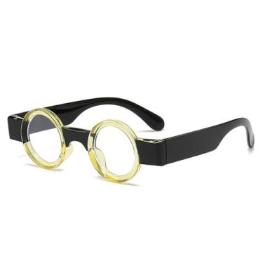 Imagem de Óculos de sol retro Steampunk pequenos redondos femininos de cor dupla lente transparente armação de óculos masculino óculos de sol UV400, amarelo preto transparente, tamanho único