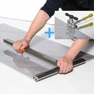 Imagem de youkzuan Kit de ferramentas de corte manual de porcelana profissional com cortador de azulejos grande (pode cortar 122 cm), alicates elétricos, 3 lâminas de corte e 3 peças de rodas de corte