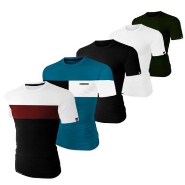 Imagem de Kit 5 Camisas 100% Algodão Camisetas Básica + Personalizada (P, AZUL PETRÓLEO)
