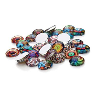 Imagem de NUOBESTY 30 Unidades material de joias faça você mesmo Artesanato DIY gemas de vidro cabochons de cúpula de vidro em mosaico acessórios para fazer joias remendo de vidro fresco