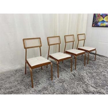 Imagem de Conjunto 4 Cadeiras De Jantar Areia Tela Al Rose Luiza - Carraro